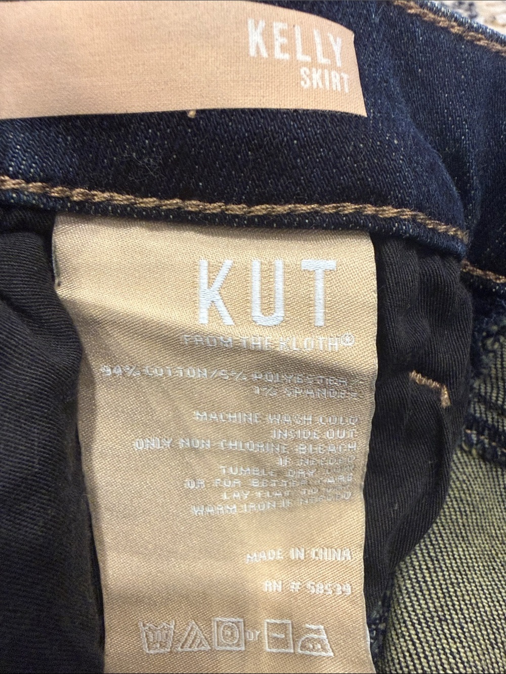 NWT KUT From The Kloth Kelly Denim Maxi Skirt Size 10 Raw Fringe Back High Slit - Picture 11 of 11